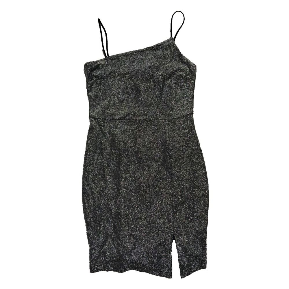 NWT‎ Lulus Sz Small Black Glitter Sparkle Bodycon Mini Dress Cocktail Formal